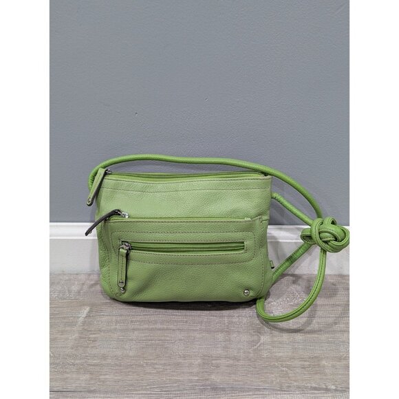 Tignanello Womens Lime Green Small Leather Crossbody Purse Handbag - Picture 1 of 16